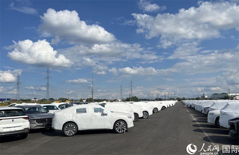 莫斯科別雷拉斯特物流中心內(nèi)的中國(guó)品牌汽車。人民網(wǎng)記者 申佳平攝