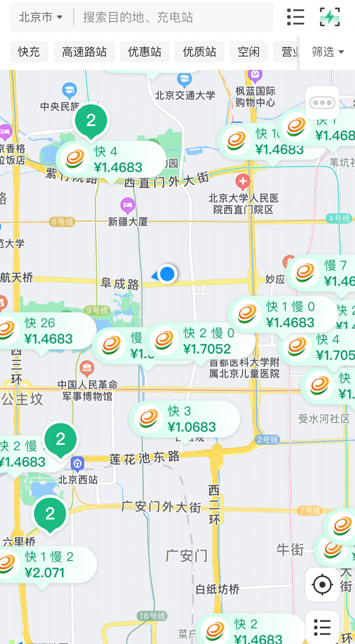 中新財經查詢相關充電APP發(fā)現(xiàn)，電價平峰時段，快充樁的價格普遍在1.4元度左右。