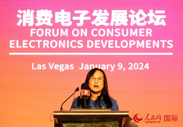 中國機(jī)電產(chǎn)品進(jìn)出口商會副會長劉春致辭。人民網(wǎng)記者 鄧圩攝