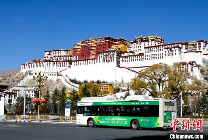 12月7日，一輛公交車(chē)從拉薩市城關(guān)區(qū)北京中路駛過(guò)?！±盍?攝