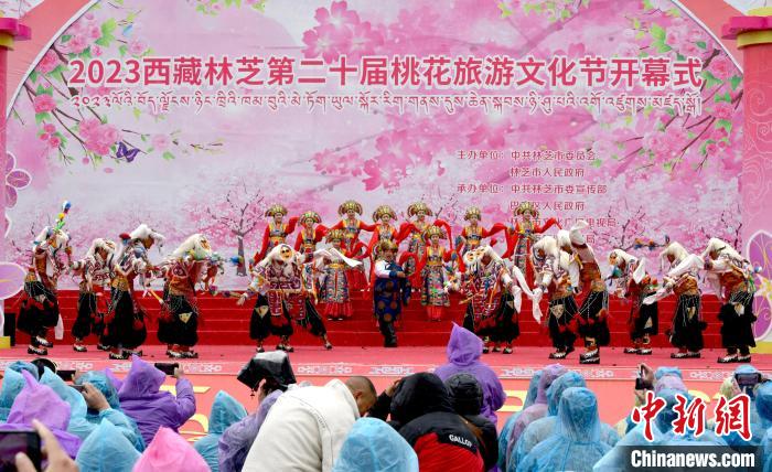 3月28日，西藏林芝第二十屆桃花旅游文化節(jié)開(kāi)幕式上的文藝表演?！±盍?攝